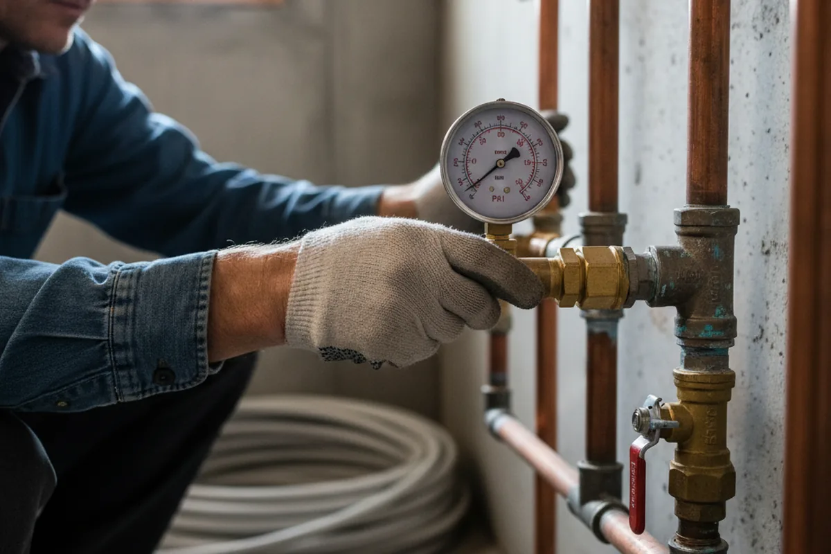 Pressure testing a repaired line during Water Line Repair in Tyler